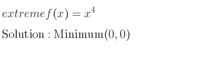 The extreme f(x)=x^4 is Minimum(0,0)